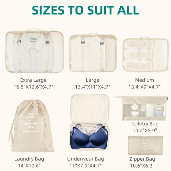 Packing Cubes, Travel Luggage Packing Organizers Set with Toiletry Bag - Picture 5 of 6